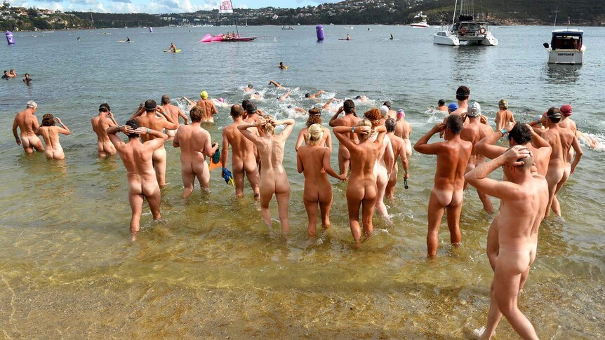 Nude swimmers in Sydney Harbour