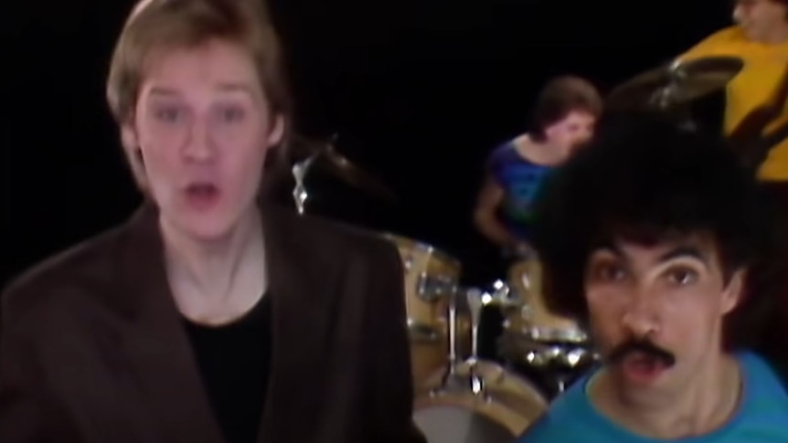 A screenshot from the YouTube film clip for Hall and Oates's 