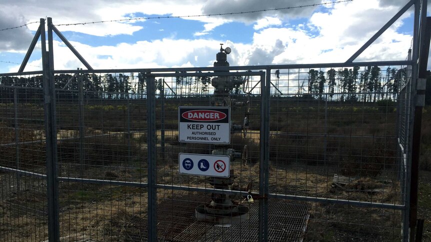 A gas well sits on farmland in Gippsland.
