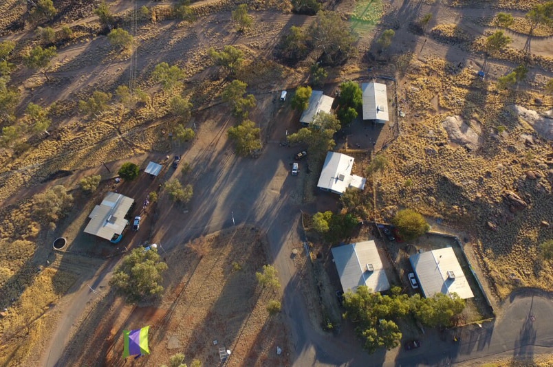 Aerial shot of the neighbouring Hobby's Camp and Charles Creek Camp.