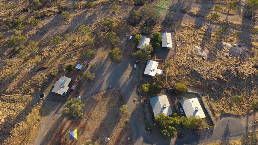 Aerial shot of the neighbouring Hobby's Camp and Charles Creek Camp.