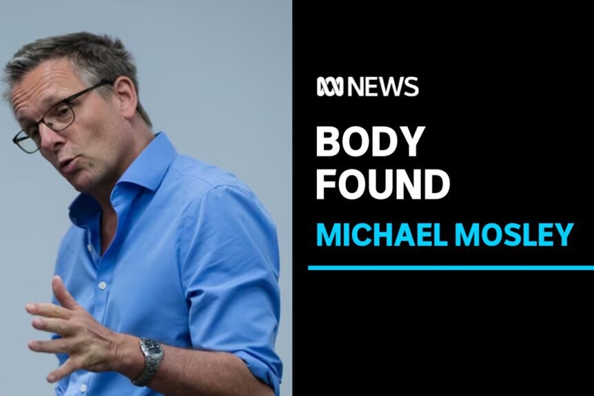 Body Found, Michael Mosley: A man in a blue shirt and glasses speaking.