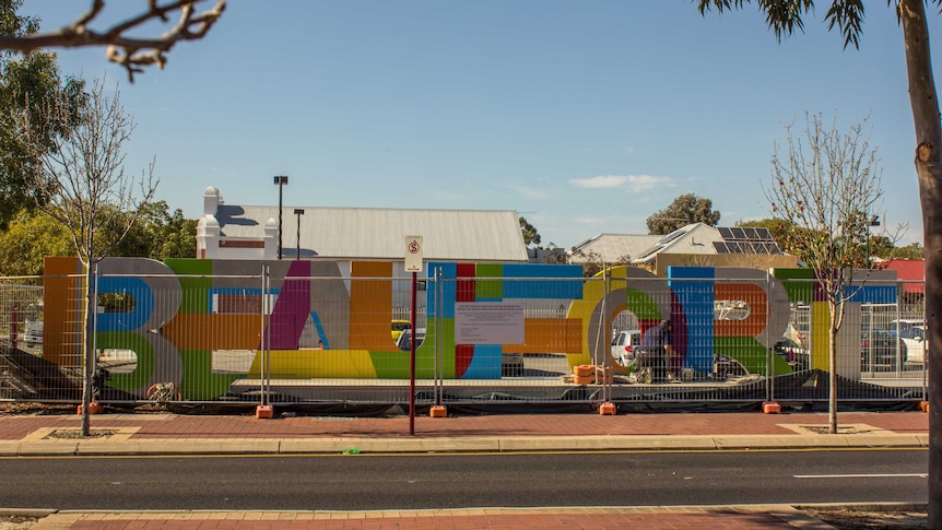 The Beaufort Street sign nears completion, 13 August 2014