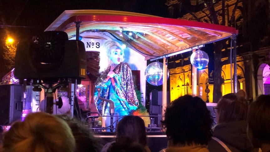 A Bendigo tram transforms into a disco