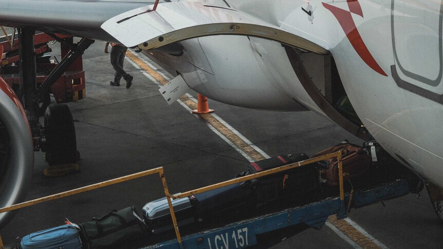 Luggage being loaded onto a plane