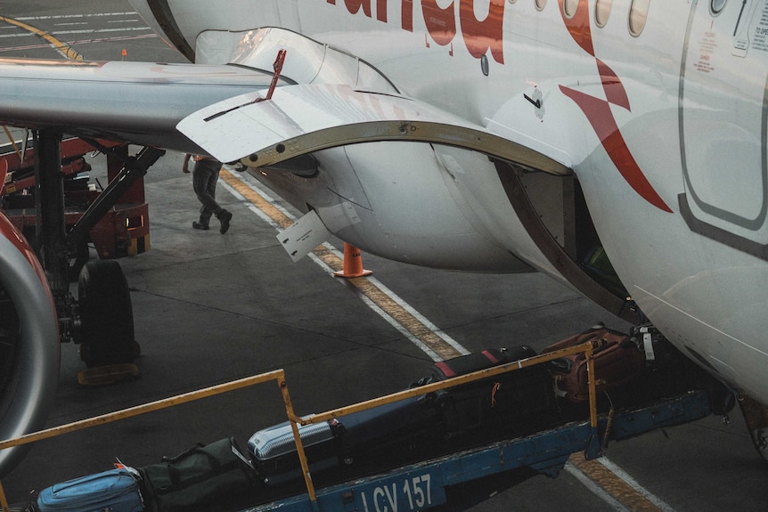 Luggage being loaded onto a plane