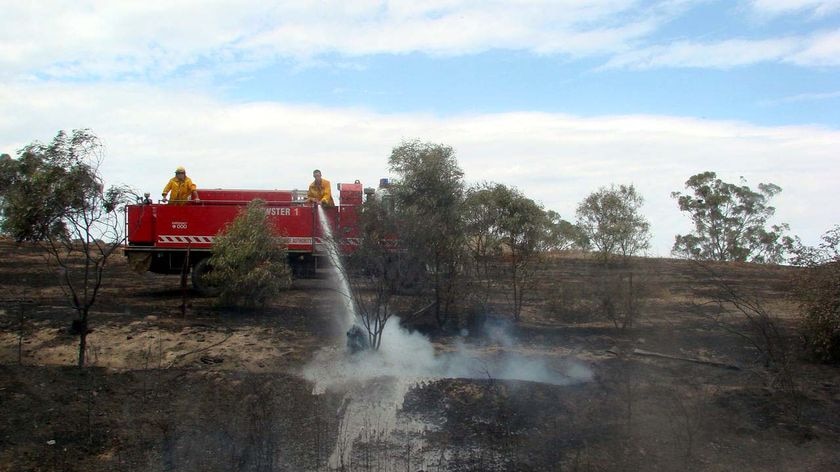 CFA firefighters black out hotspots at Eaglehawk on the northern outskirts of Bendigo