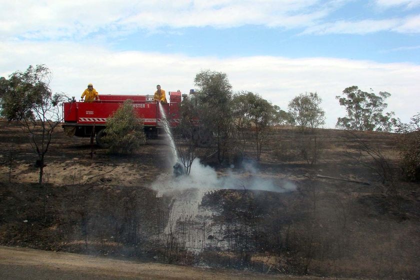 CFA firefighters black out hotspots at Eaglehawk on the northern outskirts of Bendigo