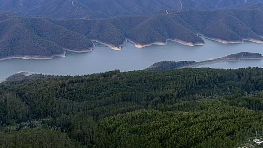 image of a dam with water and bushland