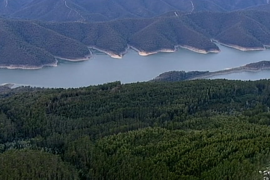 image of a dam with water and bushland