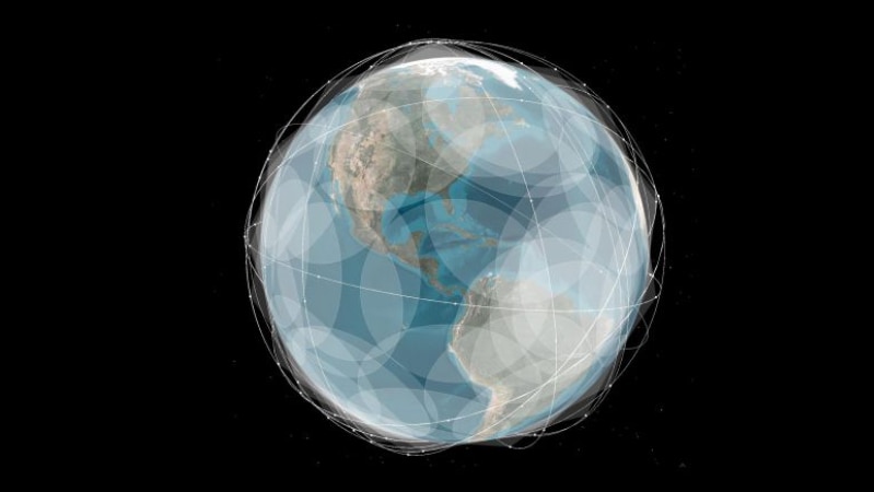 A map showing potential satellite coverage by Swarm Technologies.