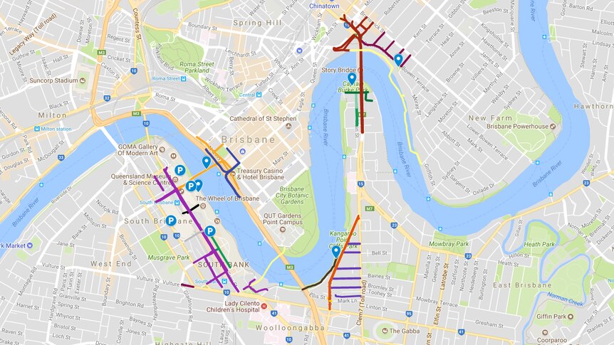 A map showing roads closed for Riverfire