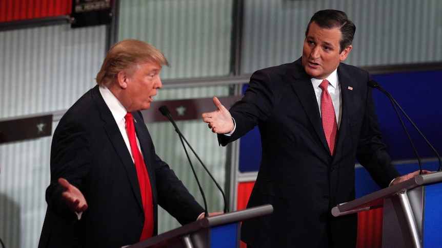 Donald Trump and Ted Cruz at Republican Debate