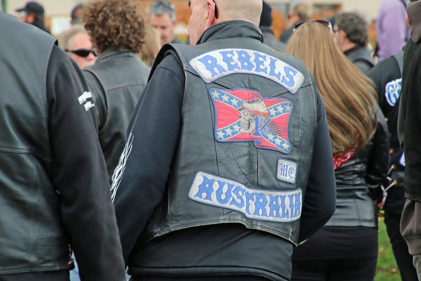A member of the Rebels outlaw motorcycle gang