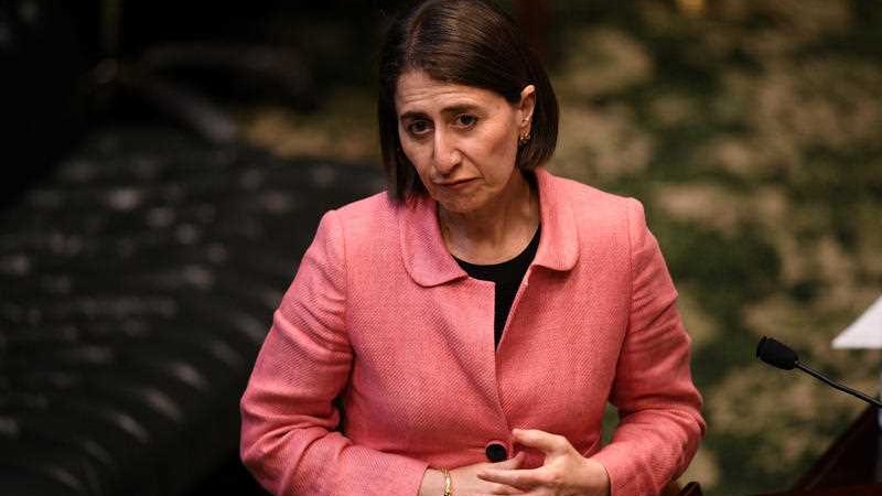 Glady sberejiklian in a pink jacket in parliament.