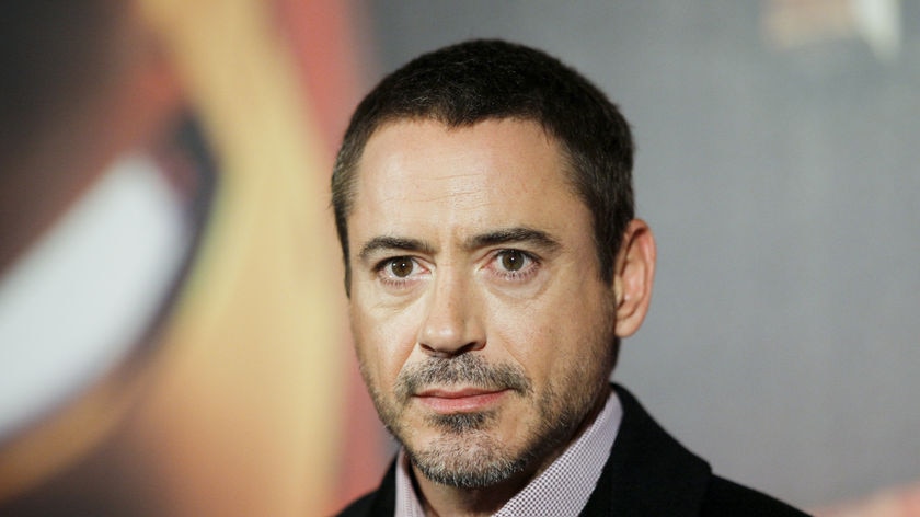 Robert Downey Jr during an Iron Man photocall