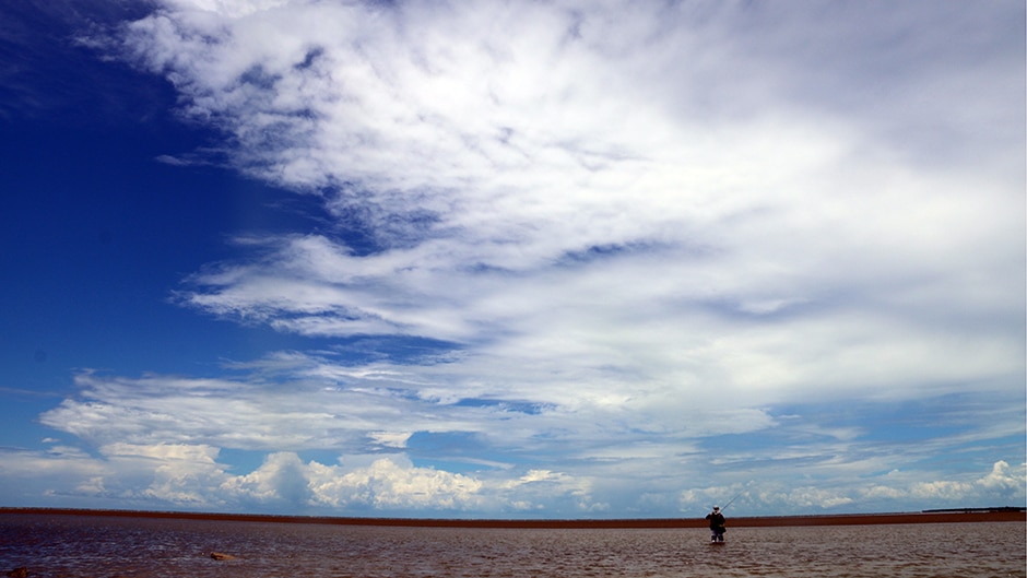 The weather conditions are very important when Hiroaki Nakamura tries to catch barramundi