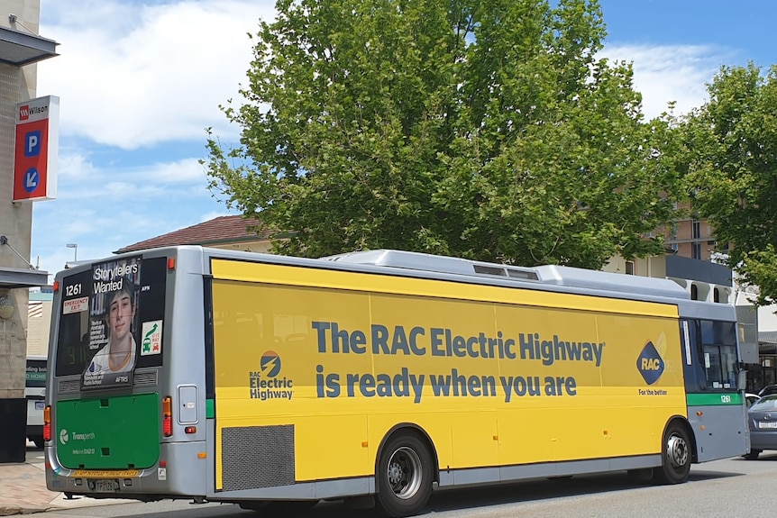 Transperth bus with electric highway ad
