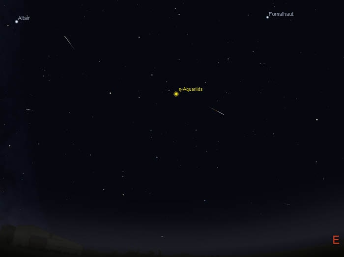 Map showing where to see the eta-Aquariids in the sky