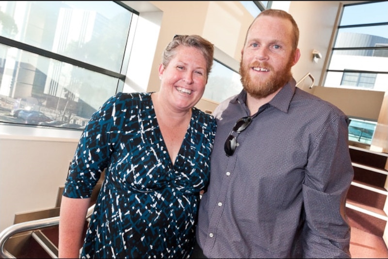 Nicki Scholes-Robertson with her younger brother.