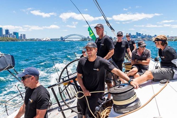 InfoTrack in Sydney Harbour on day one of the Sydney To Hobart 2018 race.