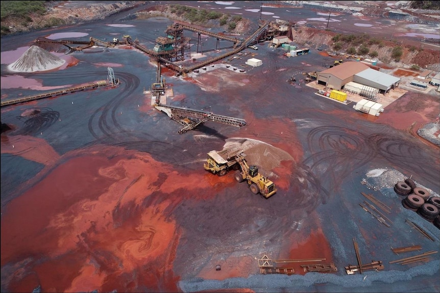 Aerial view of iron ore mine