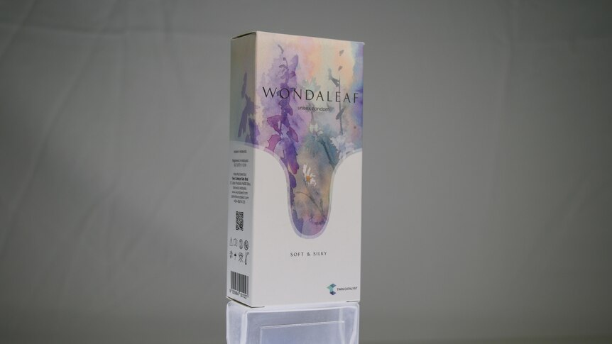 A box of Wondaleaf Unisex Condom is pictured at a factory