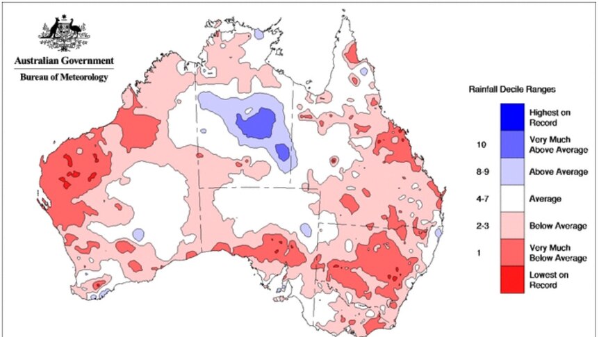 Rainfall map of Australia for winter