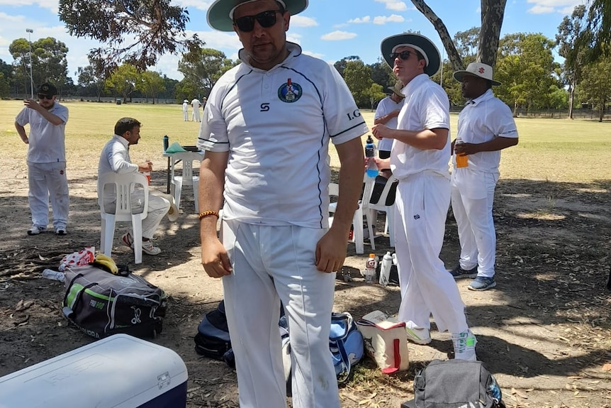 Shadi Khan Saif in a Melbourne cricket ground 