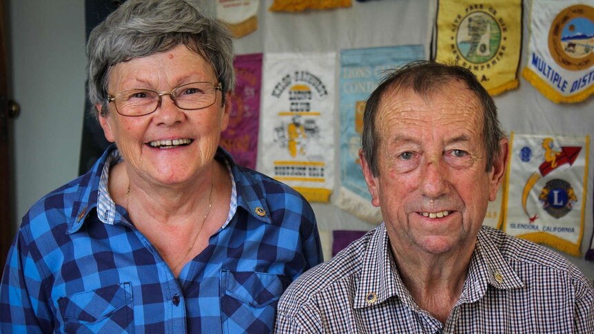 Smiling couple at Coolah, the drought hit town in NSW