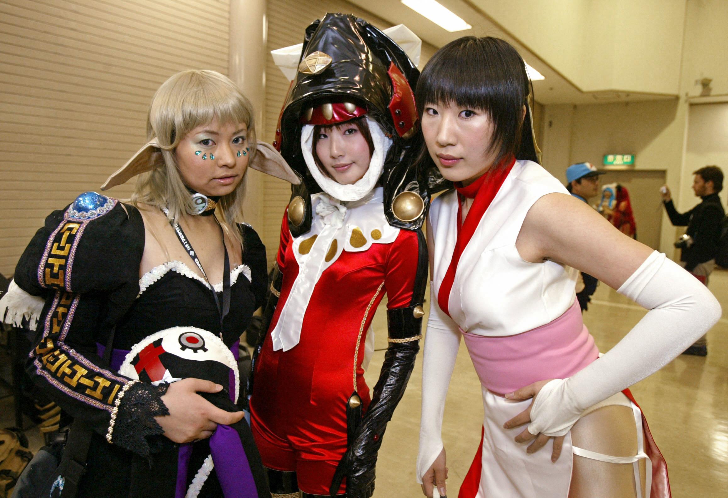 Cosplayers dressed up as Japanese anime.