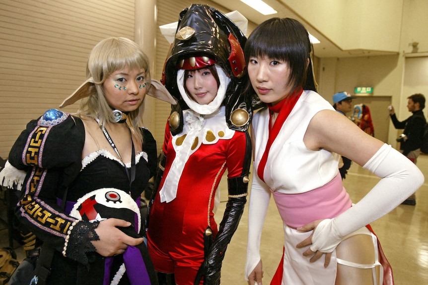 Cosplayers dressed up as Japanese anime.