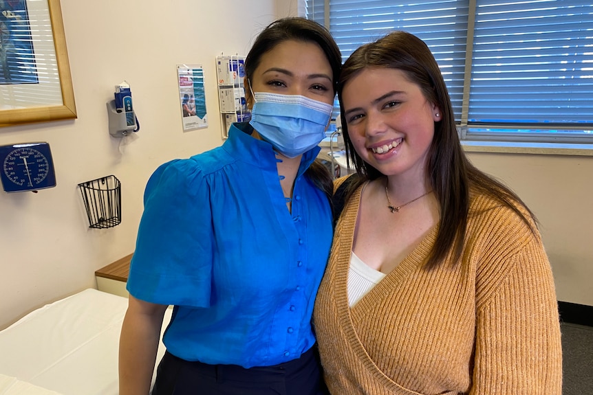 Two women in a hospital