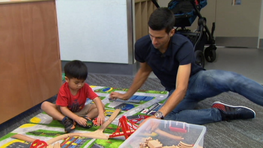 Novak Djokovic at a childcare centre