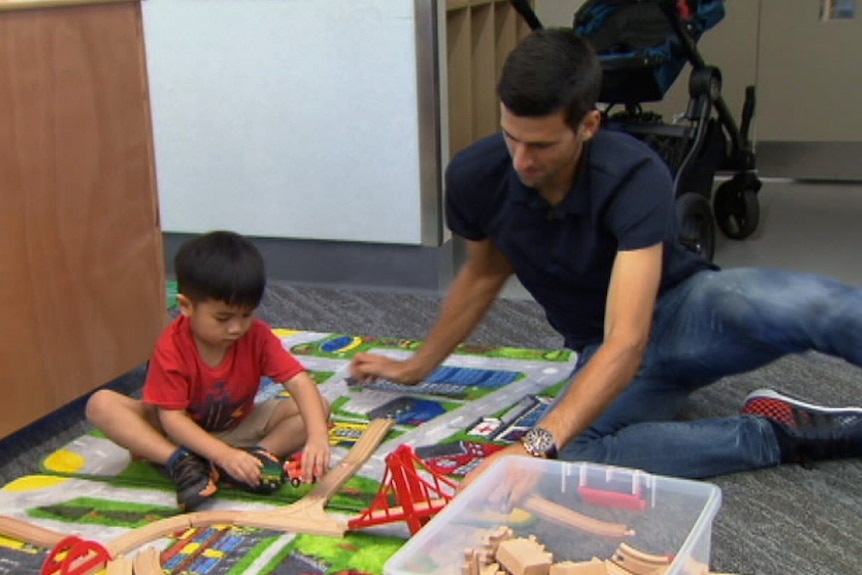 Novak Djokovic at a childcare centre