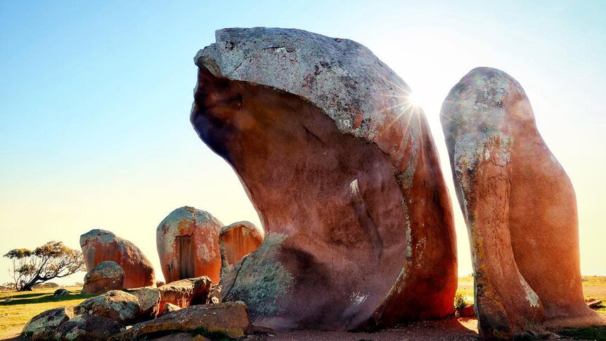 A unique rock formation of boulders.