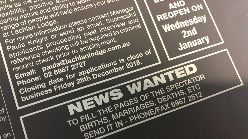 It can be a struggle to find enough news to fill the Hillston Spectator each week