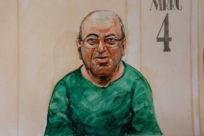 A court sketch of former NSW MP Eddie Obeid in prison greens