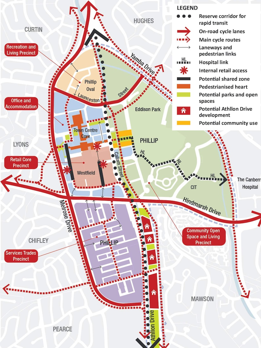 Spatial framework design for Woden town centre.