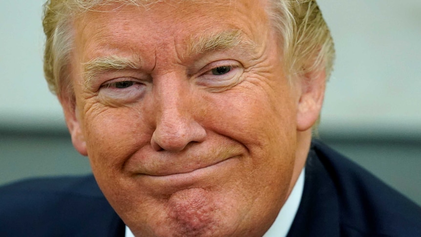 Donald Trump smiles during a meeting with congressional leaders in the Oval Office.