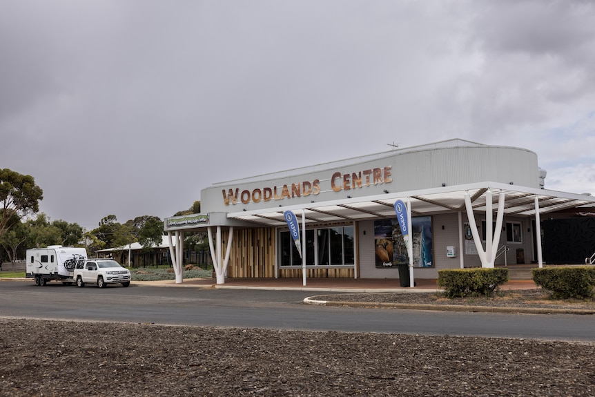 The Woodland Centre in Norseman, with a caravan parked out the front