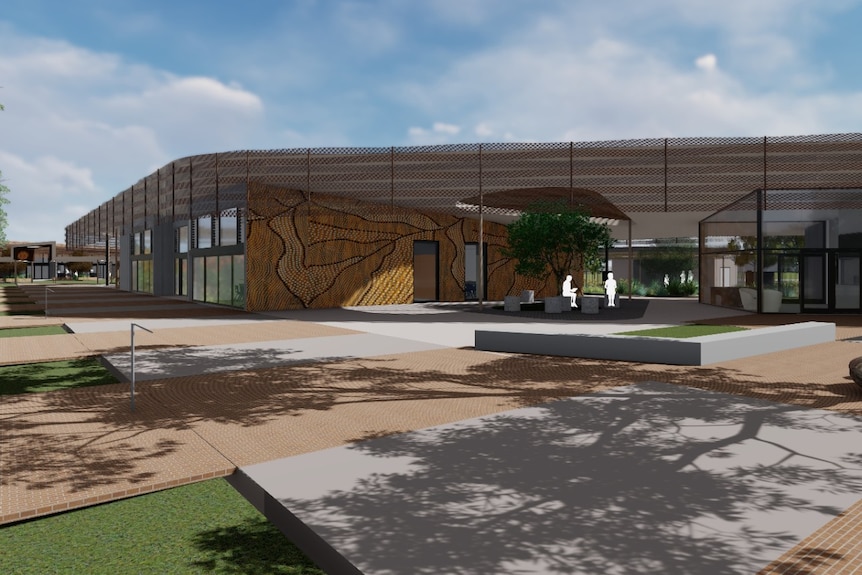 A rendered design of the entry plaza to the Centre of Excellence for Agricultural Education