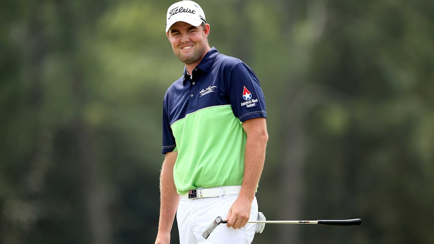 Australian Marc Leishman smiles during round one of the US Masters at Augusta.