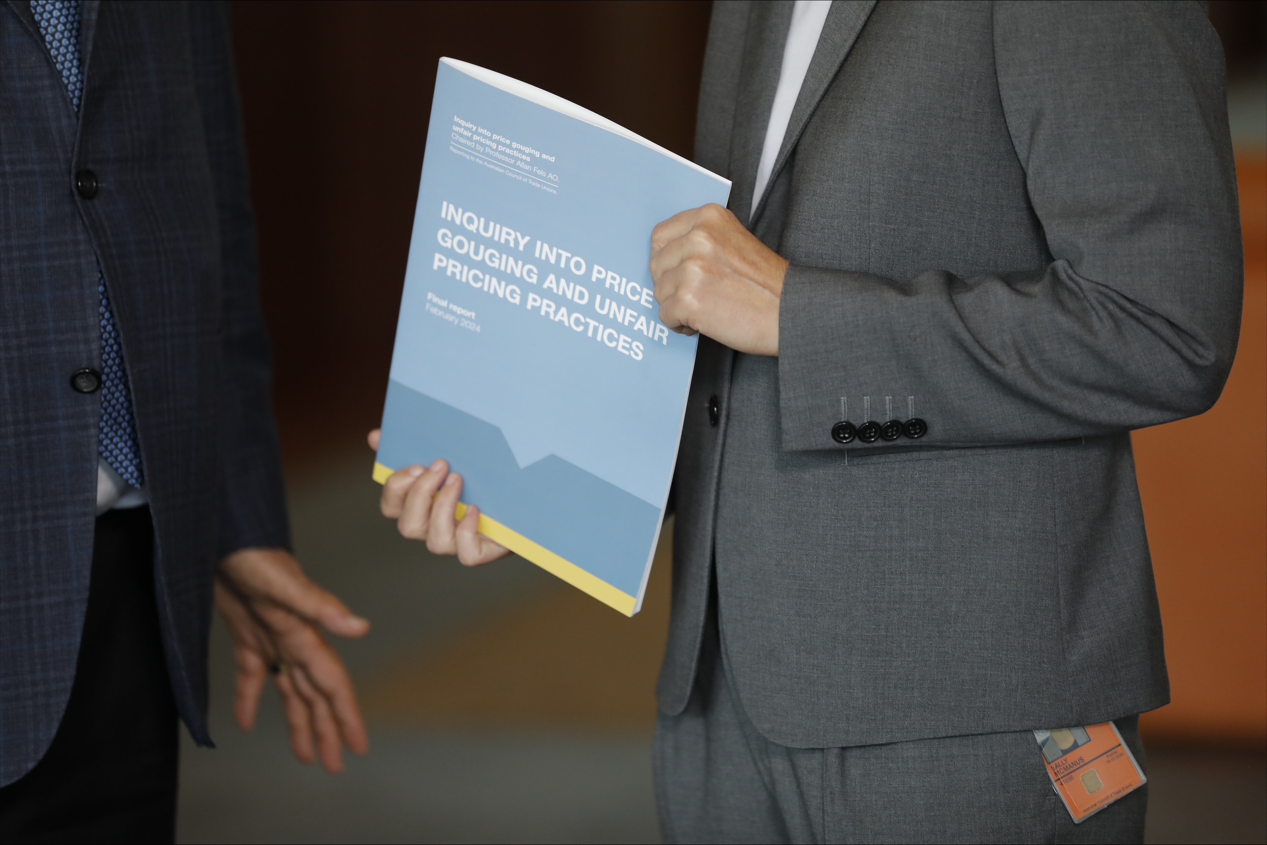 Sally McManus holding a report into price gouging.