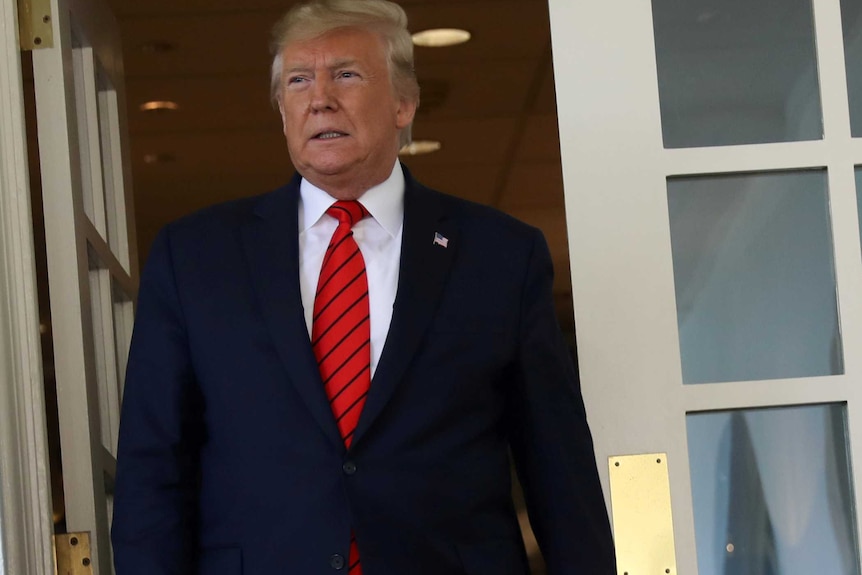 President Trump outside the door at the White House