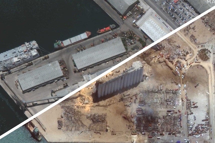 THUMBNAIL ONLY Beirut's port before and after the explosion