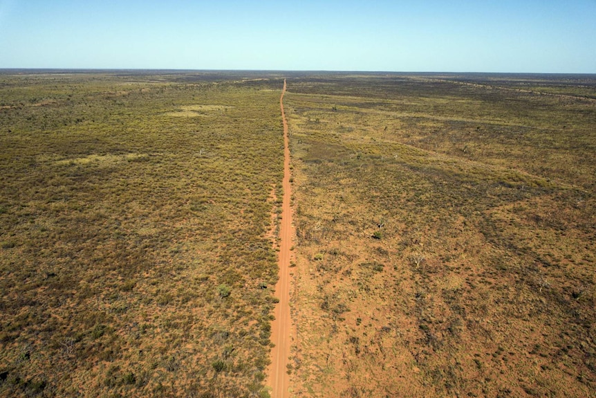 An aerial view of a desert landscape