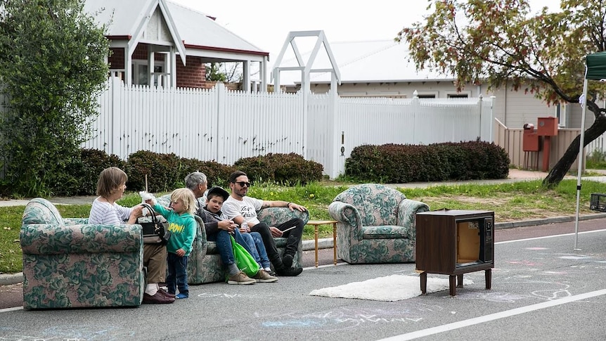 Relaxing on the road at Vic Park Car Free Day