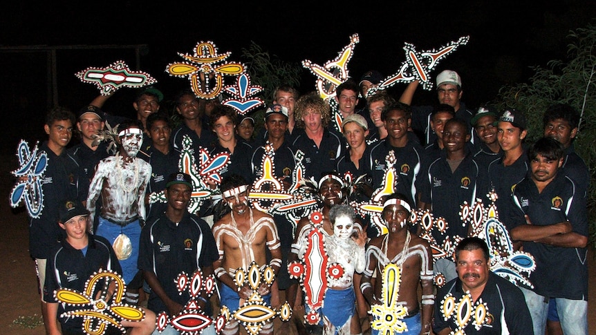 Group of boys at a leadership camp on the Dampier Peninsula in 2006 for youth feature