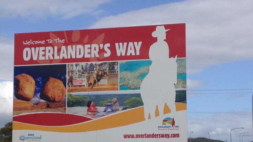 Sign to the entrance of the Overlander's Way, from Townsville, Qld, to Tennant Creek, NT.